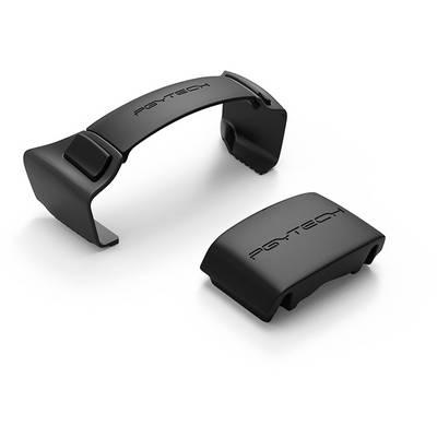 Two black plastic parts with the PGYTECH logo. One part appears to be a clip or holder, the other a matching cover.