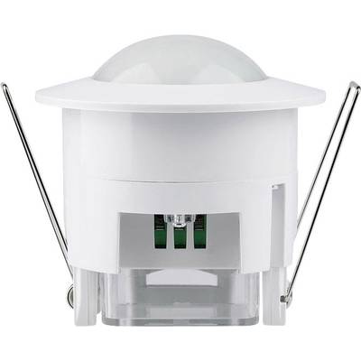 A white, round sensor with metallic mountings, potentially a motion sensor or smoke detector, suitable for ceiling installation.