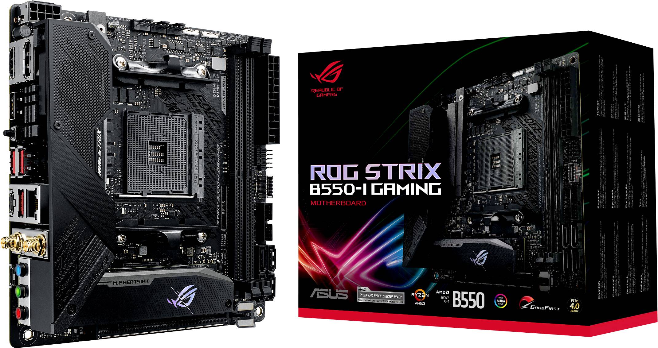 Asus ROG STRIX B550-I GAMING Motherboard PC base AMD AM4 Form factor Mini-ITX Motherboard chipset AMD® B550
