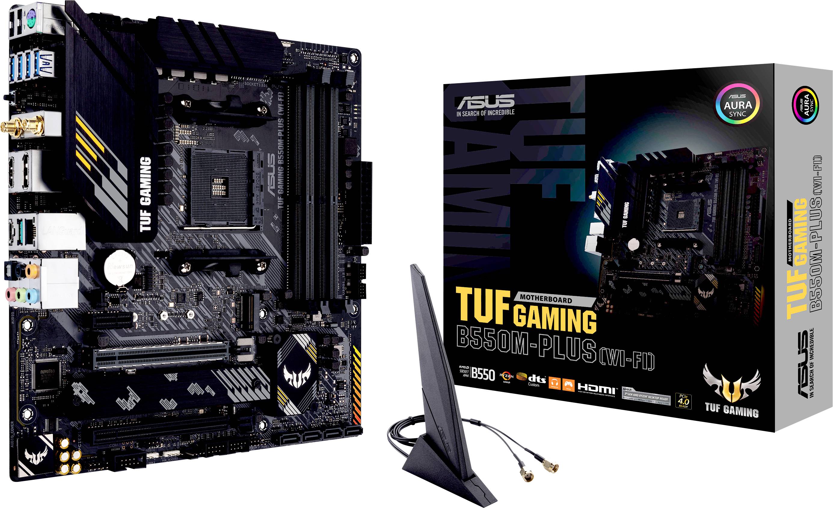 Asus TUF GAMING B550M-PLUS (WI-FI) Motherboard PC base AMD AM4 Form factor Micro-ATX Motherboard chipset AMD® B550