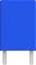 'Blue capacitor with two metal terminals, vertically positioned. Electronic component for circuits and energy storage.'