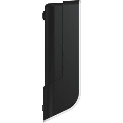 One-sided black plastic casing with a curved form; clear, smooth surface, shown in profile view.