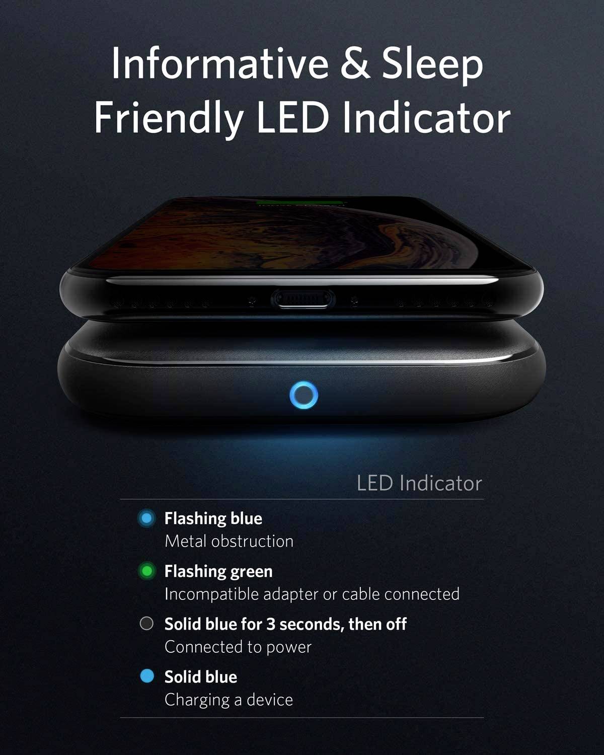 Anker Wireless charger 1000 mA PowerWave Pad A2505 Outputs Inductive charging standard Black-8