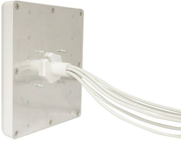 A white socket box with several protruding cables that can be connected to various devices.
