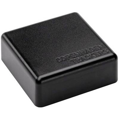 A small, square black GPS tracker with the inscription 'Copenhagen Trackers' on the top surface.