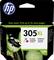 'Three-colour HP 305XL ink cartridge pack with a butterfly on a green plant, promises up to 2 times more prints.'