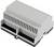 A grey, rectangular electrical enclosure with ventilation slots, suitable for mounting on DIN rails.