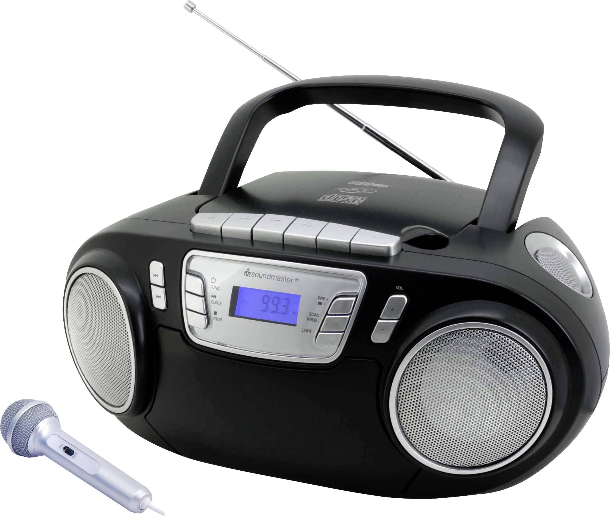soundmaster SCD5800SW Radio CD player FM USB, Tape, Radio cassette player  Incl. microphone Black 