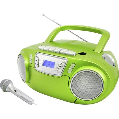 soundmaster SCD5800GR Radio CD player FM USB, Tape, Radio cassette player  Incl. microphone Green
