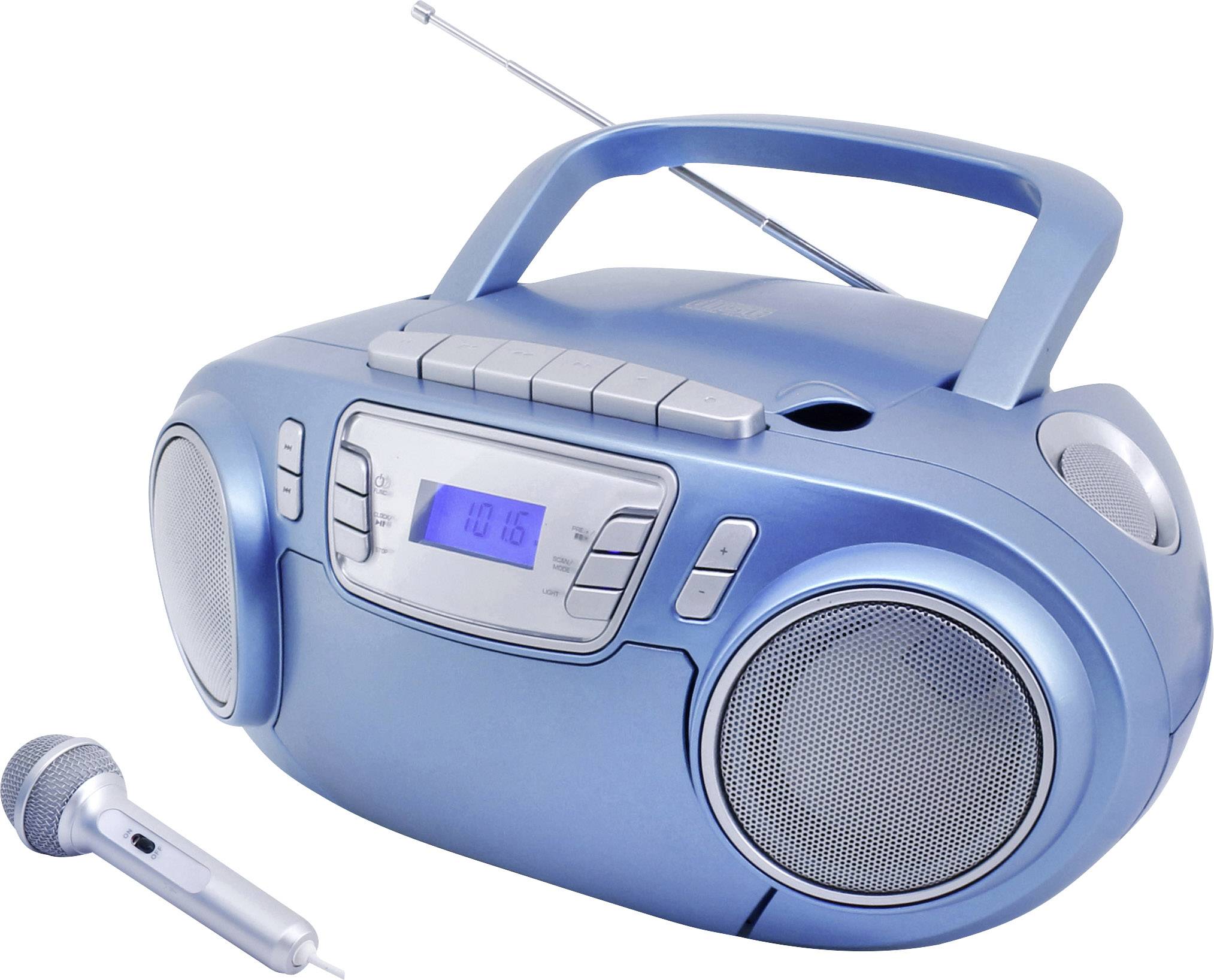 soundmaster SCD5800BL Radio CD player FM USB, Tape, Radio cassette player  Incl. microphone Blue 
