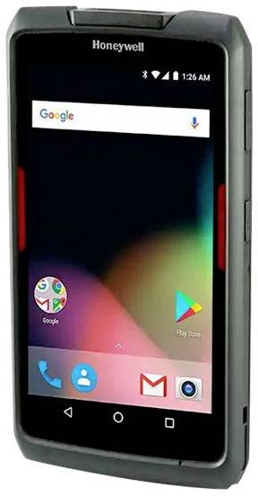 A robust mobile device by Honeywell with Android operating system and multiple installed apps, including Google and Play Store.