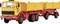Toy lorry model with a yellow driver's cab and red trailer, suitable for children.