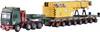 Kibri 13600 H0 HGV MAN SK with Scheuerle platform wagon with rail crane-upper part