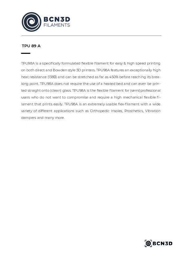 BCN3D PMBC-1003-001 Filament TPU Flexible 2.85 mm 750 g White 1 pc(s)