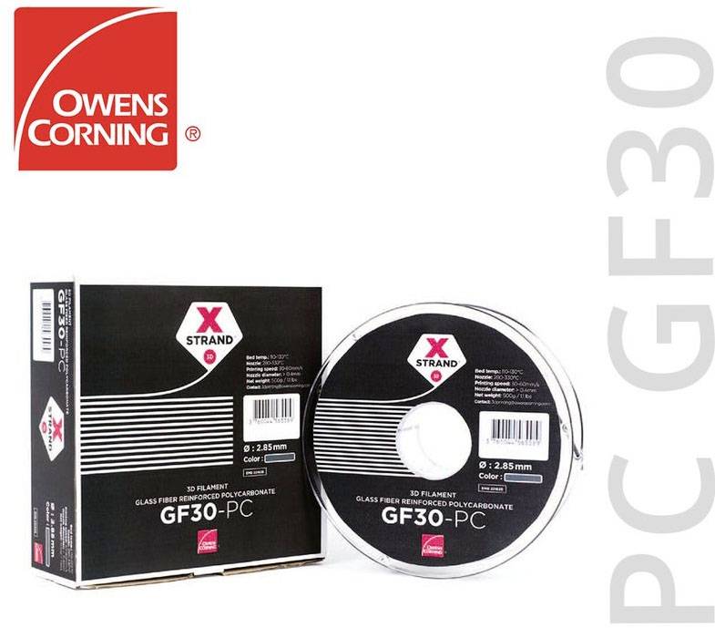 Owens Corning FIXD-1000-001 Xstrand GF30 Filament PC UV-resistant 1.75 mm 500 g Black 1 pc(s)