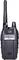 A black walkie-talkie device with a long antenna. Technical information and CE marking are visible on the back.