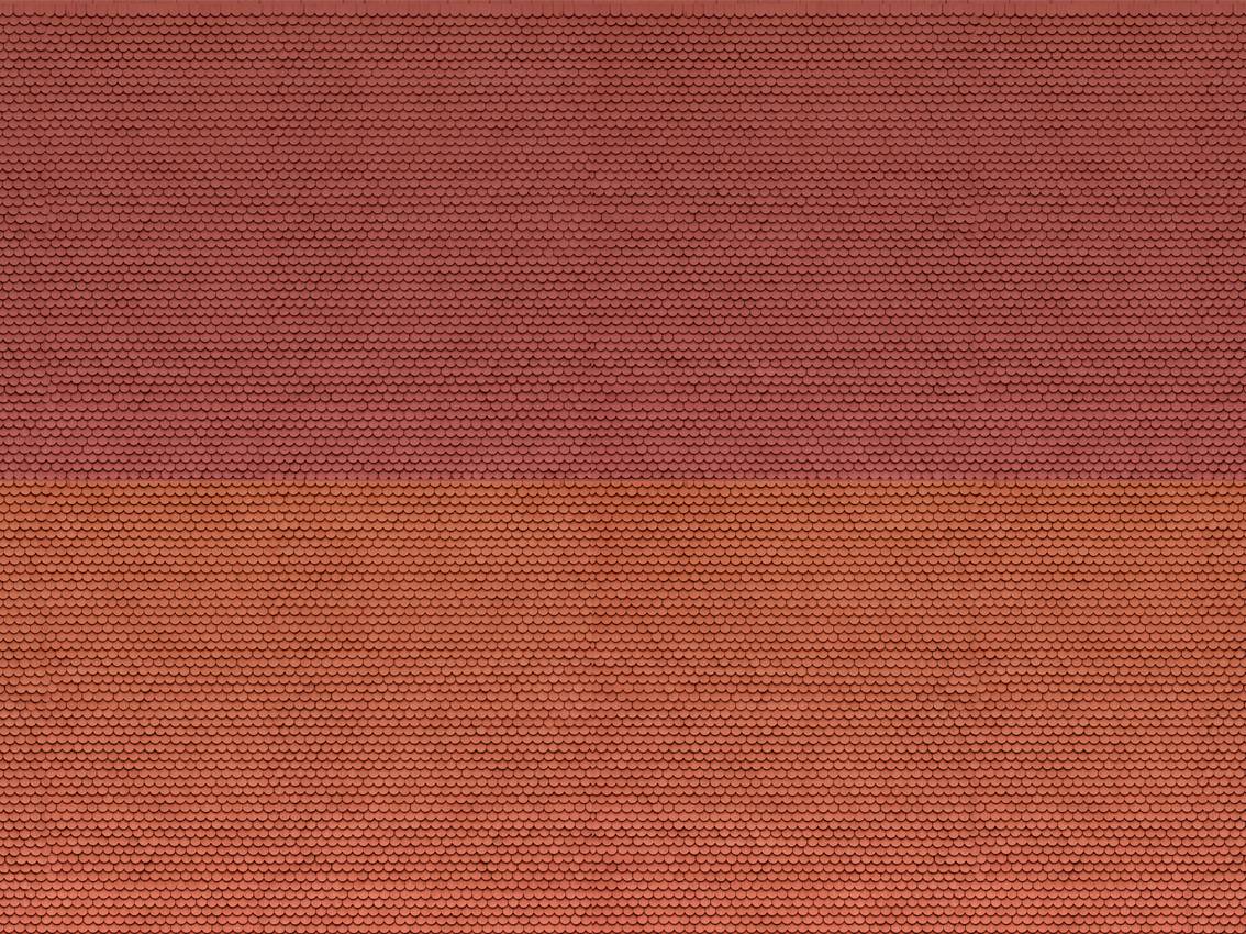 The image shows a two-tone textile structure in red and orange hues with a clear horizontal division.