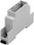Housing for DIN rail mounting, grey, rectangular, with multiple recesses and cut-outs for cable connections.