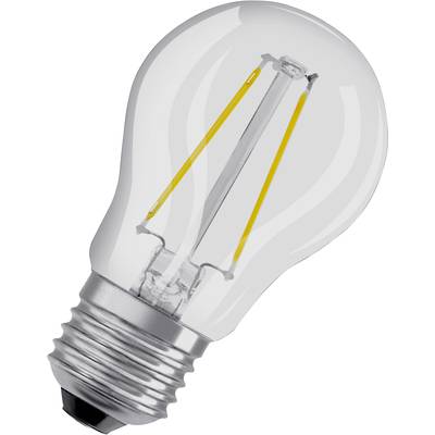 Light bulb with visible filament, shown at a slight angle.