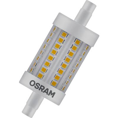 A cylindrical LED lamp from OSRAM with orange-glowing diodes on the surface. Ideal for energy-efficient lighting.
