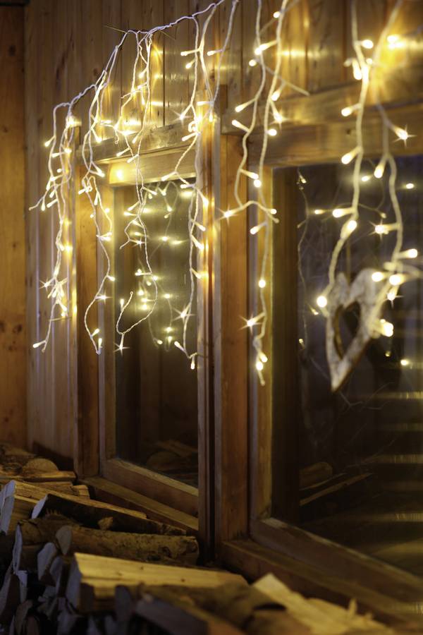 Hellum Curtain light (freezing rain) Inside/outside 180 LED (monochrome) White