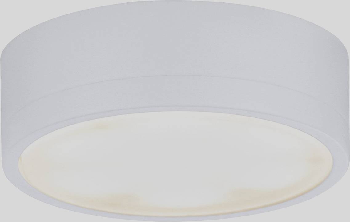 A round, white ceiling light with a flat design that emits diffused light. Ideal for minimalist, modern spaces.