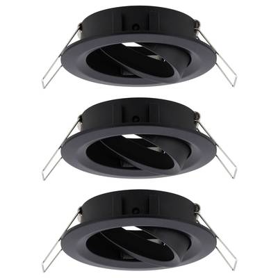 Three black recessed lights with adjustable fittings and metal brackets, shown in a vertical row.