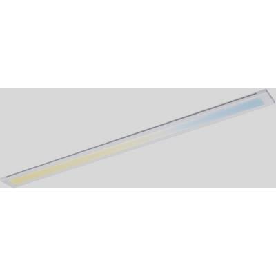 Rectangular LED light with two-colour illumination; one side yellow, the other blue.