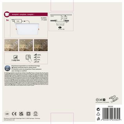 Back of LED lamp packaging with technical details: dimmable in 3 stages, 230V, 10,000h lifespan, 7.2W power, E27 socket. Includes mounting instructions and energy efficiency symbols.
