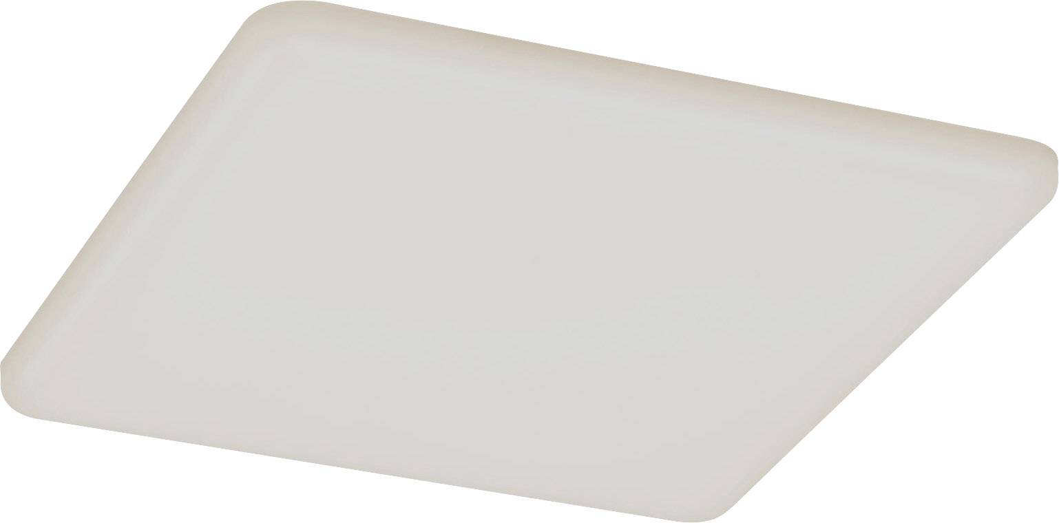 Rectangular, white ceiling light with soft edges, mounted on a room ceiling. It illuminates evenly and without glare.