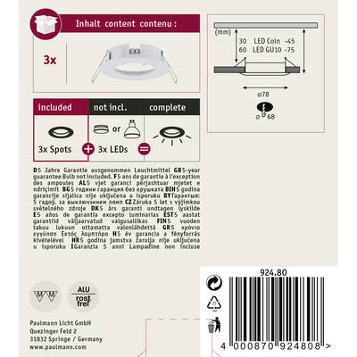 'LED Ceiling Light Set: 3 Spotlights, 3 LEDs Included, Non-Dimmable, 5-Year Warranty (Excluding Bulbs), 230V.'