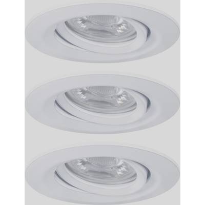 Three round, white recessed spotlights in a vertical arrangement. They are modern and minimalist in design.