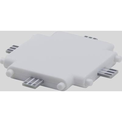 A rectangular white electronic component with four side metal contacts, possibly a chip or a module.