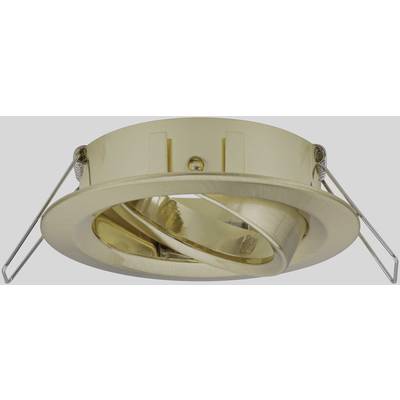 A cream-coloured, rotatable recessed spotlight with two spring clips for mounting, suitable for ceiling lighting.
