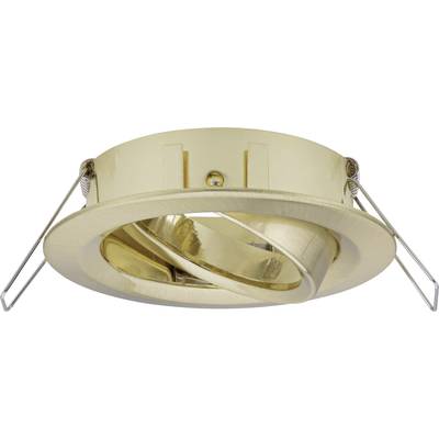 Recessed ceiling light in a modern, circular design with a pivoting inner ring made of brushed metal, suitable for interior lighting.