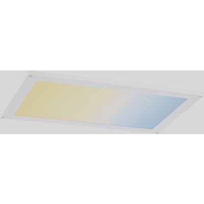 A rectangular LED panel transitioning from warm yellow on the left to cool blue on the right side.