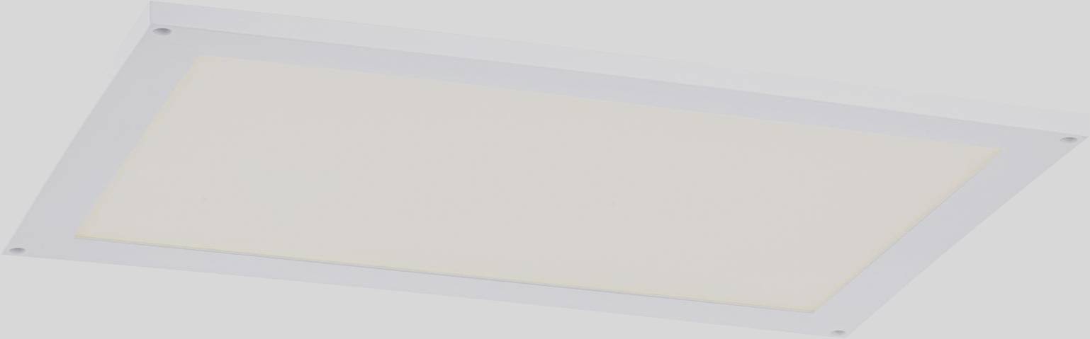 Rectangular white LED panel mounted on the ceiling, illuminating evenly and creating a bright, diffused light.