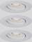 Three recessed circular light fittings in a modern design, arranged in a series of three vertical rows. White housing, directional lighting, flush-mounted to the ceiling.