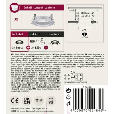 Paulmann 92484 EBL Choose Recess-mount bracket 3-piece set 10 W Aluminium (machined)-6