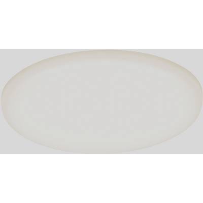 An oval, white ceiling light with a soft, even illumination on a grey background.