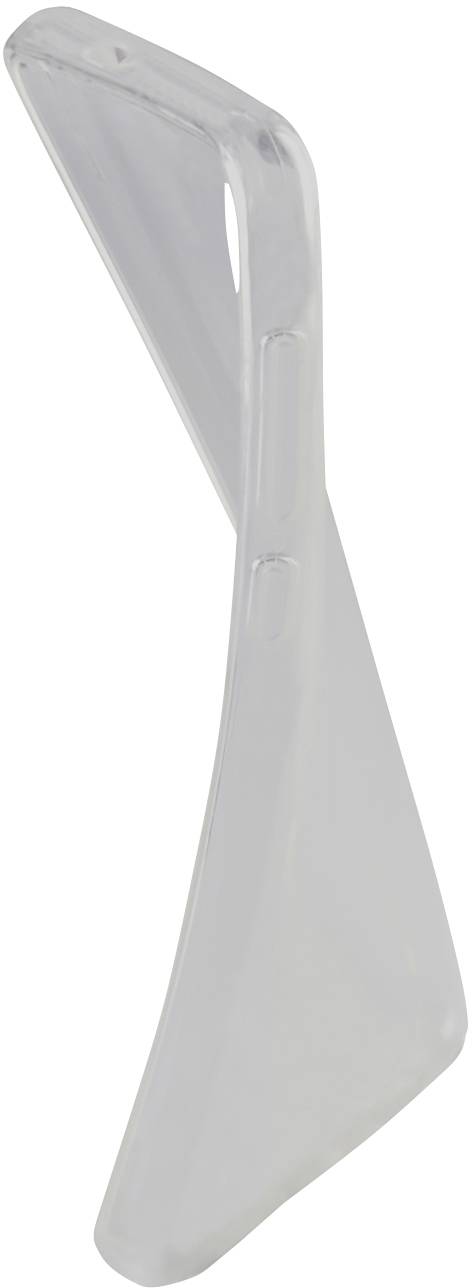 A transparent, curved mobile phone case made of flexible material, which provides protection and adapts to the shape of the device.