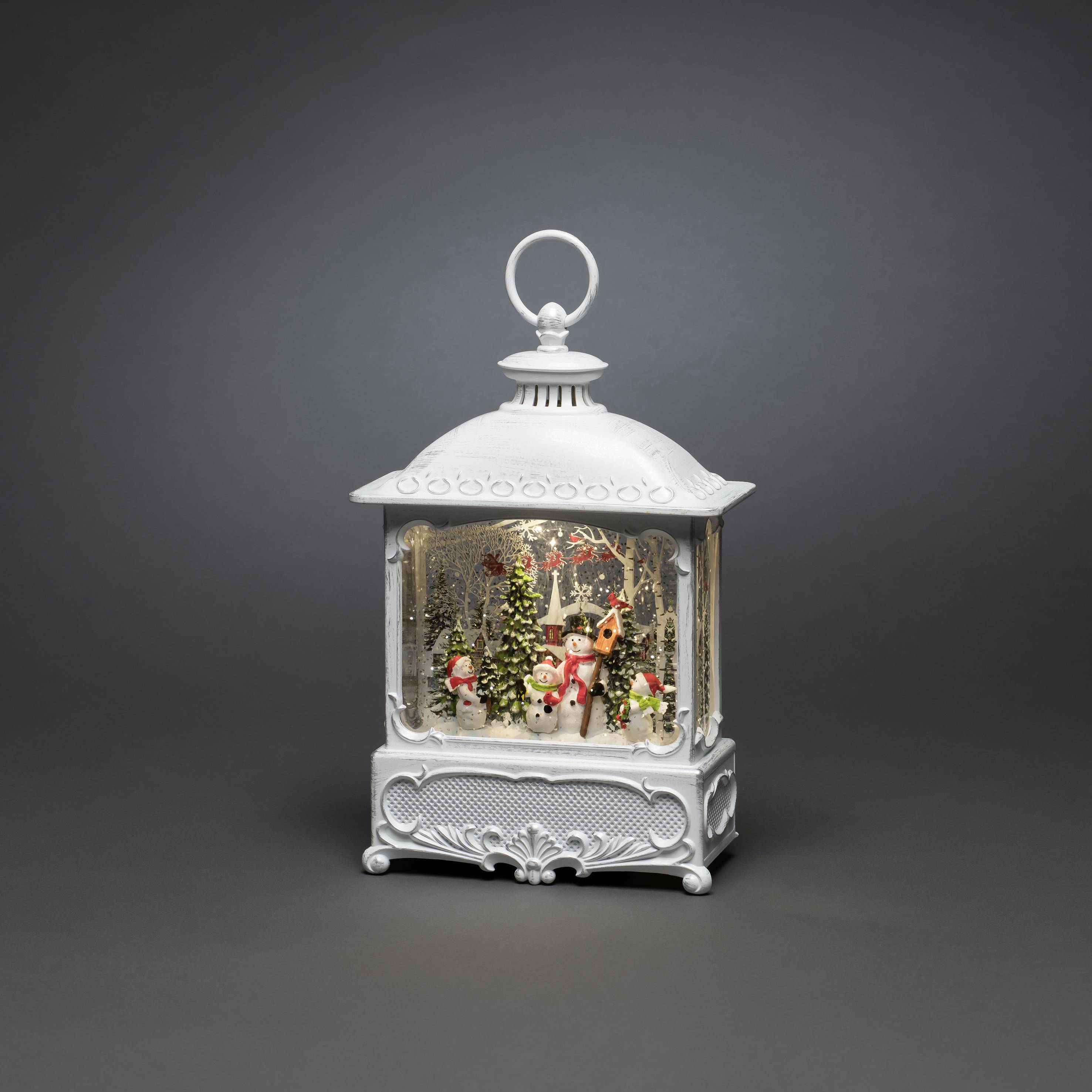 Konstsmide 4396-200 LED lantern Santas and birds Warm white LED (monochrome) White water-filled, Timer, snow-covered, incl. switch