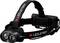 Head torch with two LED lights, adjustable headband and black battery compartment. 'LEDLENSER' brand logo on the band.