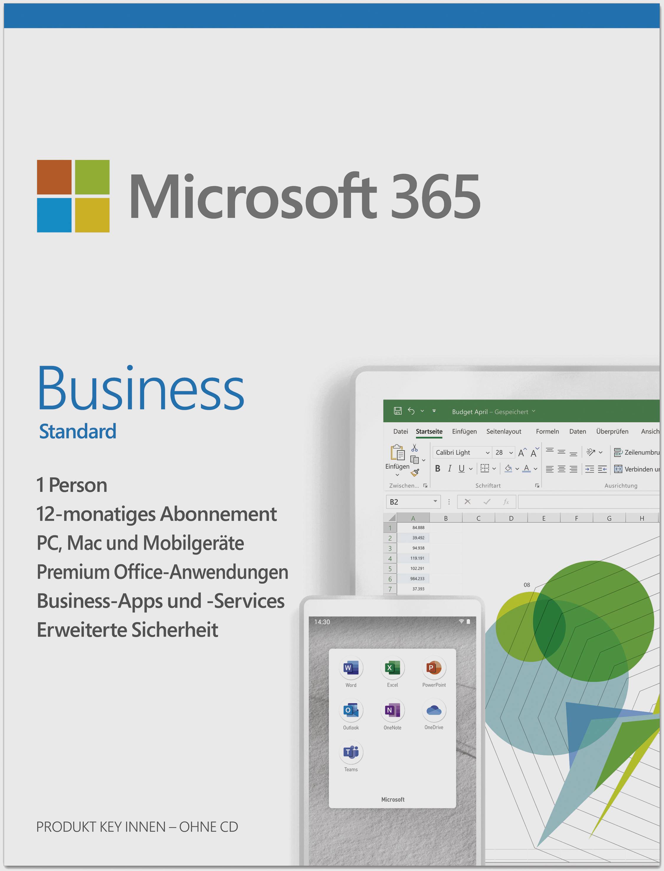 Microsoft 365 Business Standard Full version, 5 licences Windows, Mac OS, Android, iOS Office package