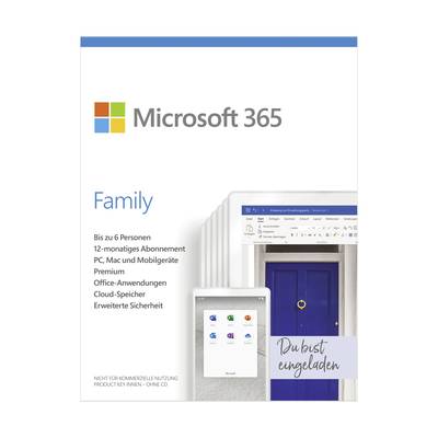 Microsoft 365 Family Full version, 6 licences Windows, Mac OS, Android, iOS Office package