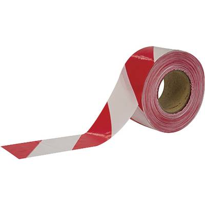 Red and white striped barrier tape roll.