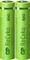Two green rechargeable GP ReCyko AA batteries with 850 mAh, suitable for various electronic devices.