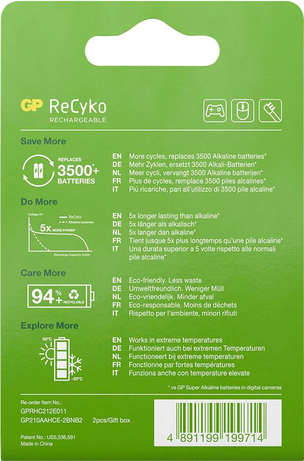 GP GPRCK210AA714C1 AA battery (rechargeable) NiMH 2100 mAh 1.2 V 2 pc(s)-5