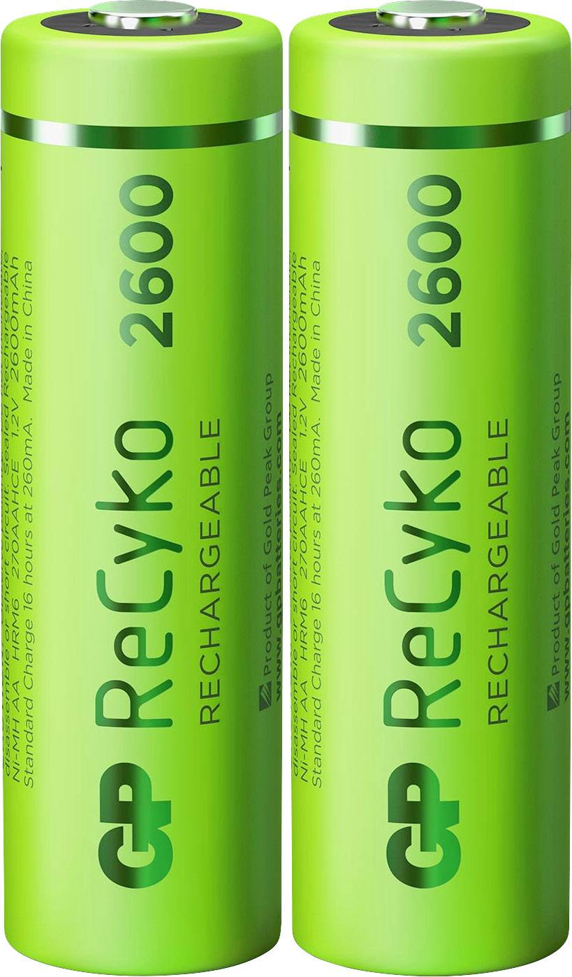 Rechargeable batteries AA/LR6, 1.2V, 2600mAh, ReCyko, 2 pc, GP 