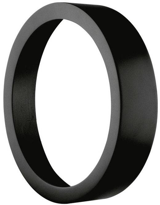 A black, circular ring made of plastic or metal in a three-dimensional view, without visible details or patterns.